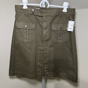 NWT Gap 1969 olive green a-line cargo skirt size 29/6 front slit,‎ pockets twill